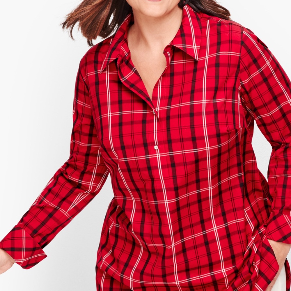 Talbots Red Plaid Blouse
